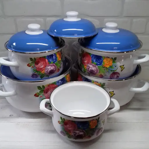 Набор кастрюль Edenberg Цветы EB-1879 10 предметов - фото 3