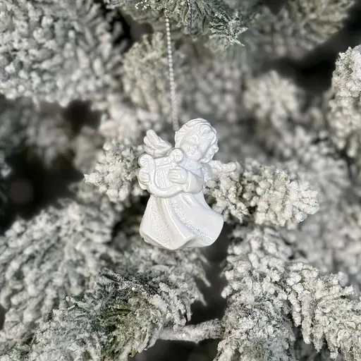 Новорічна підвіска MIS LT Янгол з арфою 3,5х2,5х5 см білий - фото 2