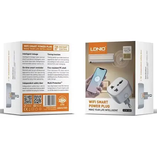 Умная Wi-Fi розетка LDNIO SCW1050 смарт-умный дом 2500 Вт белая - фото 2