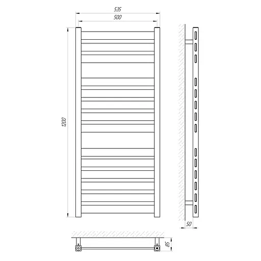 Полотенцесушитель Laris Бонд П14 500x1200 73207181, Хром - фото 2