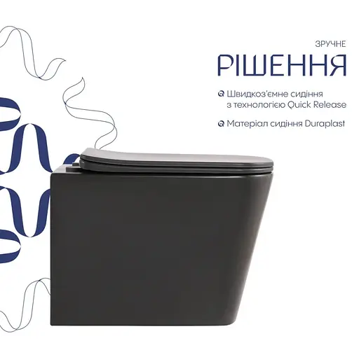 Унитаз подвесной Qtap Tern Ultra Quiet, с сиденьем Slim Duroplast/Soft-close/Quick relase QT17332303ASAN - фото 3