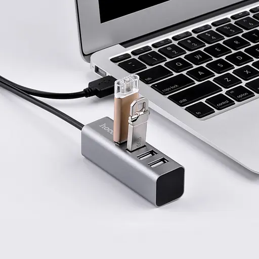 Перехідник HUB Hoco HB1 USB to USB 2.0 (4 port) (1m) Сірий - фото 4