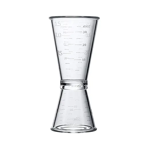 Джигер мірна склянка 40/20 мл для бармена пластиковий, мірник для бару, Kitchen Master 87561 - фото 1