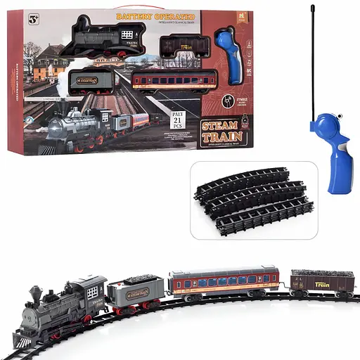 Детская железная дорога Steam Train со звуком, светом и ручкой управления на 21 деталь (2216-3) - фото 2