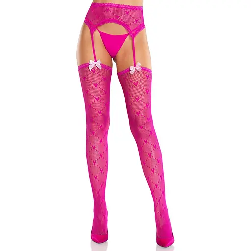 Колготки-панчохи Leg Avenue Heart Garterbelt Stockings One Size Magenta