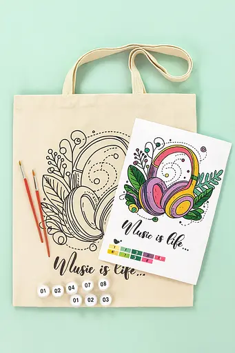 Набор, экосумка-раскраска, «Music is Life», хлопок 220 г/м2, 38х42см, ROSA Talent [CD] - фото 2