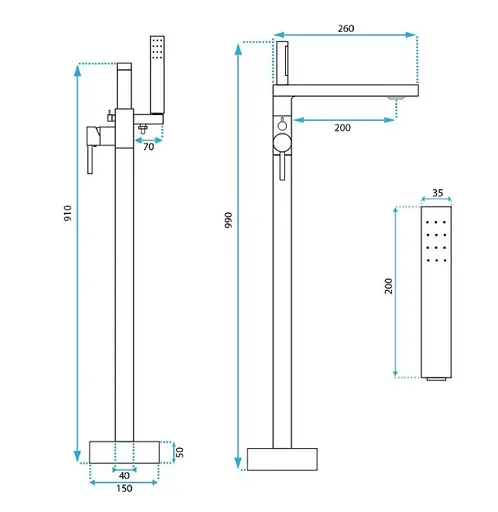 Смеситель для ванны Rea Flores хром напольный REA-B2712 Хром - фото 5