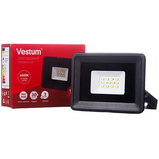 Прожектор Vestum 1-VS-3001 светодиодный 10W 900Лм 6500K 185-265V IP65  - фото 1