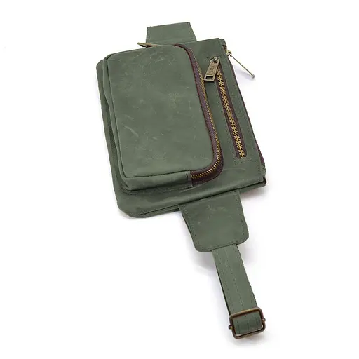 Кожаная мужская сумка на пояс TARWA 26х16х3 см 000296356 - фото 5