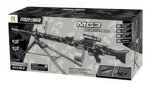 Автомат M621-1 96,5 см, аккум, мягкие пули-присоски 30 шт, лазер, очки, USB зарядное, в коробке (6903317596225) - фото 1