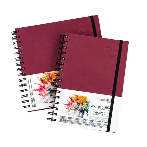 Блокнот для акварели на спирали Watercolor by Smiltanis 20х20 см 200г/м2 30 л белая бумага Бордо ROSA Studio - фото 7