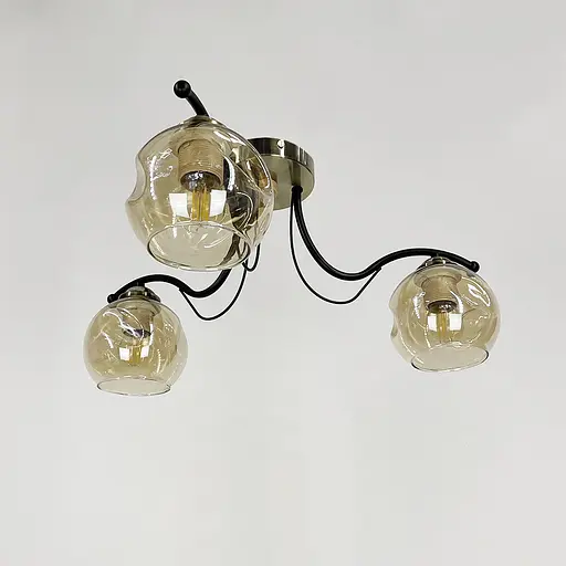 Люстра в чорному корпусі із 3-ма янтарними плафонами Line.F 7075/3 AB+BK+AB - фото 6