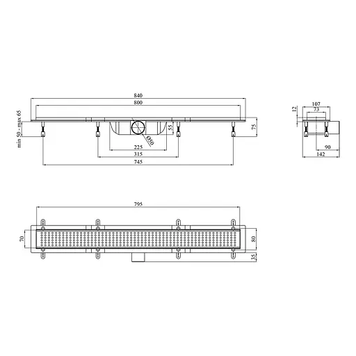 Трап лінійний Kroner KRP Harz L80 Löcher CV029584 - фото 2