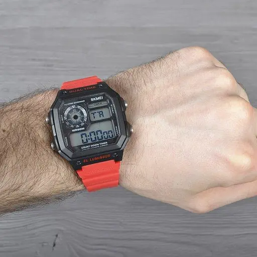 Годинник спортивний Skmei 1299 водостійкий чорний з червоним (IBW874BR) - фото 5
