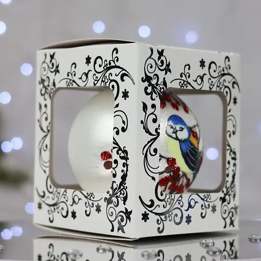 Ялинкова прикраса Санта Шоп Синиця з калиною скло (4820001112399) - фото 5