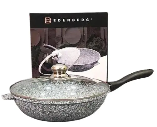 Сковорода глубокая Edenberg EB-8022 3.3 л гранитное покрытие со стеклянной крышкой 28 см - фото 5
