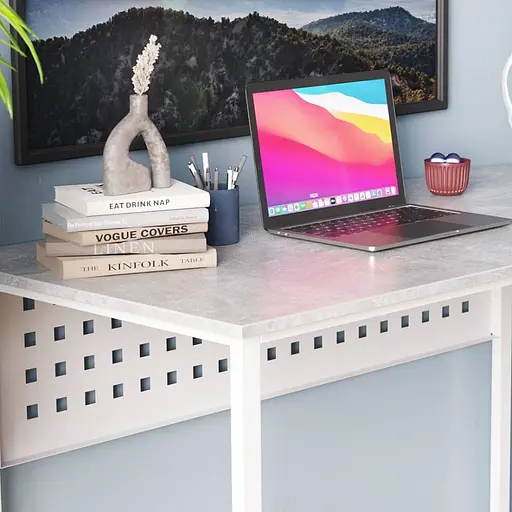 Стол письменный Майк Ferrum-decor 75x140x60 Белый металл ДСП Бетон 32 мм (FRD-106523) - фото 2