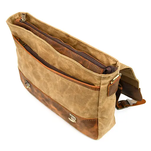 Чоловічий портфель з канвасу та шкіри наппа TARWA 36х27х10 см sum0028420 - фото 5