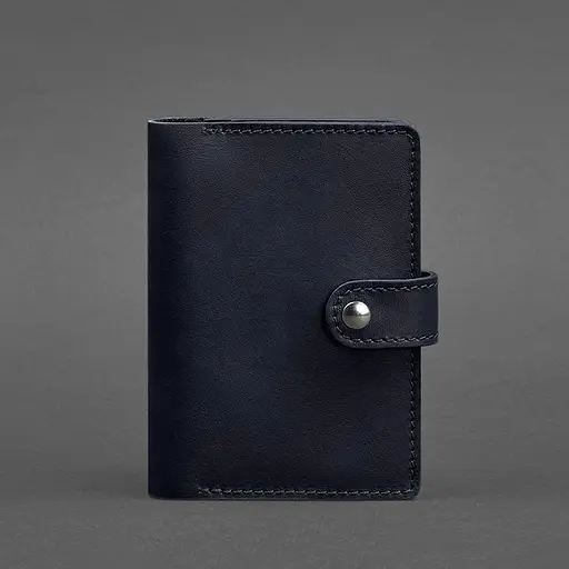 Кожаная обложка для паспорта 3.0 темно-синяя - фото 6