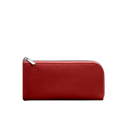 Кожаный портмоне-купюрник на молнии 14.1 красный - фото 11