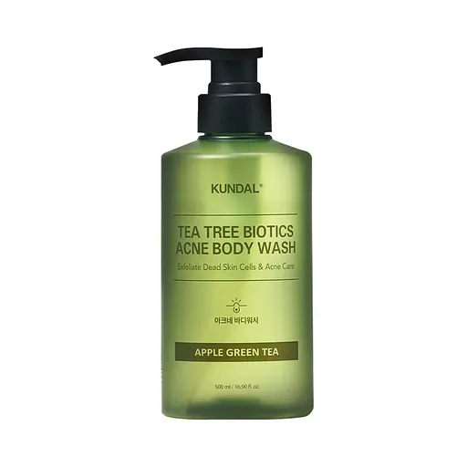 Гель для душу від висипань на тілі Kundal Яблуко Зелений чай Tea Tree Bioticts Acne Body Wash Apple Green Tea 500 мл - фото 1