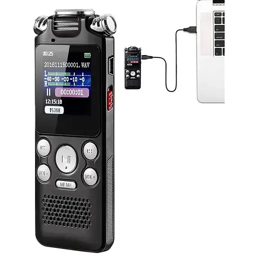 Диктофон Sttwunake V59 цифровой с таймером для записи голоса стерео 8 Гб черный - фото 4
