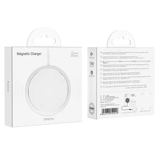 Зарядне бездротове HOCO magnetic wireless fast charger CW30 Pro до 15 ват біле - фото 3