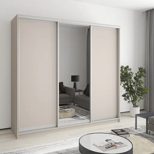 Шафа-купе тридверна MebelStar Стандарт AL 2ДСП/Дзеркало 220x45x210 см Кашемір (MBS-2930)