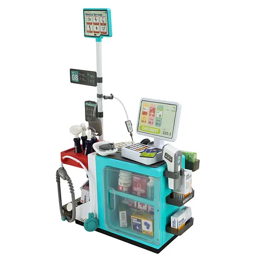 Набір лікаря 660-95 49 елементів, стетоскоп, термометр, касовий апарат, звук, світло, інструменти, в коробці (6990891401700) - фото 7