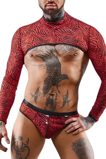 Топ із довгими рукавами Regnes Fetish Planet XL (чорний з червоним)