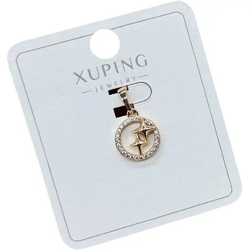 Жіночий кулон-підвіска Xuping круглий із двома зірками з медичного золота з покриттям справжнім золотом 18K Гіпоалергенна - фото 1