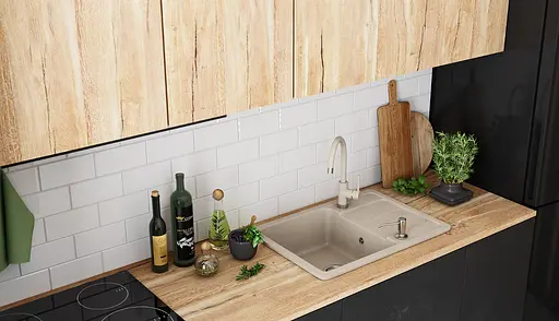 Кухонна мийка гранітна Rea Nils набір 5в1 beige ZLE-00102 - фото 5