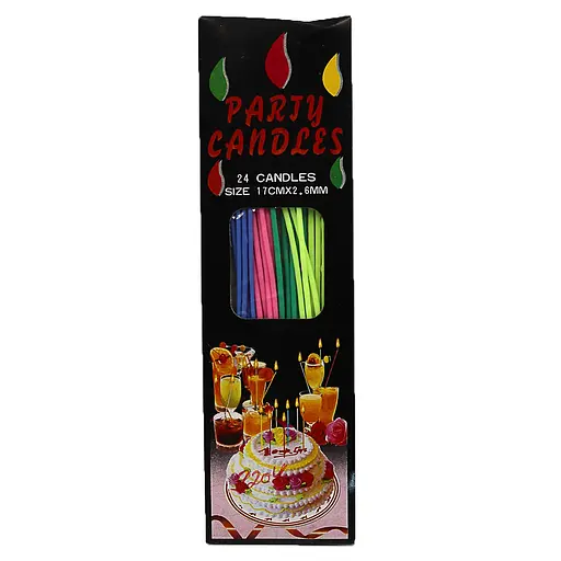 Набір свічок для торта Party Candles, 15x0.2 см, 24 шт. (В асортименті)