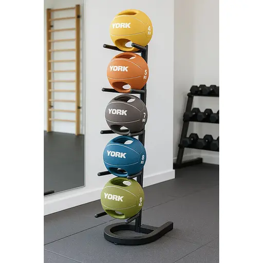 Мяч медбол York Fitness с двумя ручками 4кг желтый - фото 3