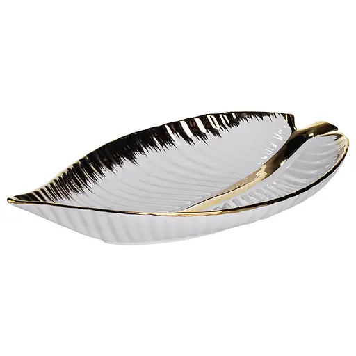 Фарфоровое блюдо для сервировки стола в форме листьев 45×24×5.5 (см) блюдо для подачи закусок Золото Yiwu WH047 - фото 2