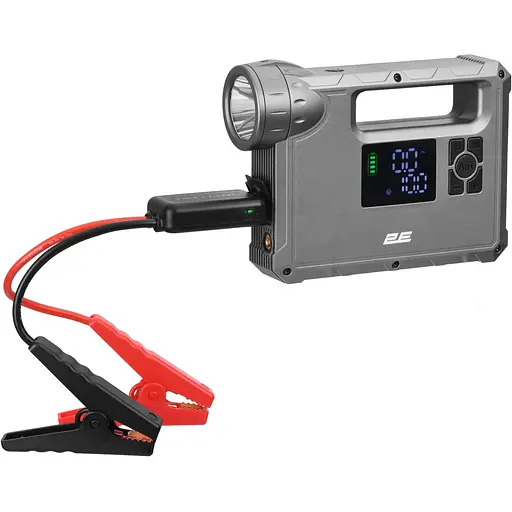 2E Пуско-зарядное устройство Pitman с автомобильным компрессором и фонарем, 10000мА·г/37Вт·г, 400А, 1xUSB/2.4A