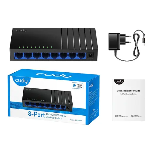 Коммутатор 8-портовый неуправляемый Cudy GS108D гигабитный (73-00506) - фото 3