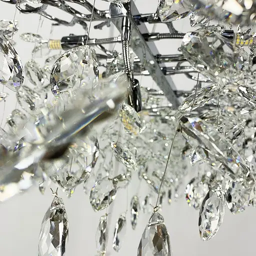 Удлиненная серебряная люстра DIAMINA с хрустальными камнями в корпусе 150 см | Ст. 33007-L1500*400 CH | Line F - фото 6