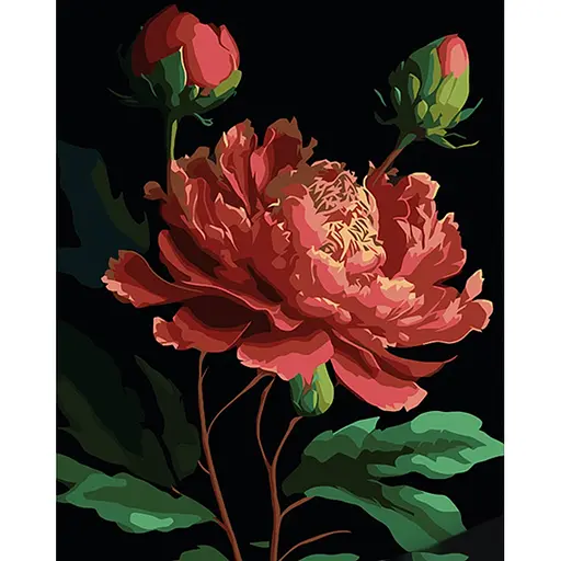 Набор для росписи по номерам Strateg Пион в вазе на чёрном фоне 40 х 50 см (AH1188-17) - фото 1