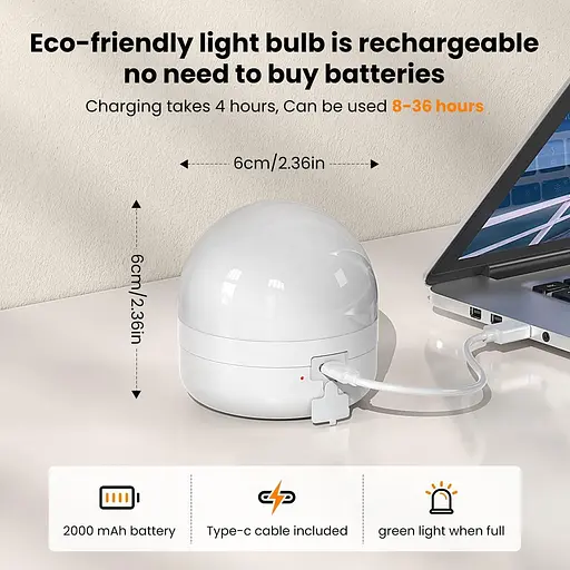 USB-бузаряжаемая лампа с таймером дистанционного управления и 3 цветовыми температурами, яркость 5 Вт с питанием от аккумулятора - фото 5