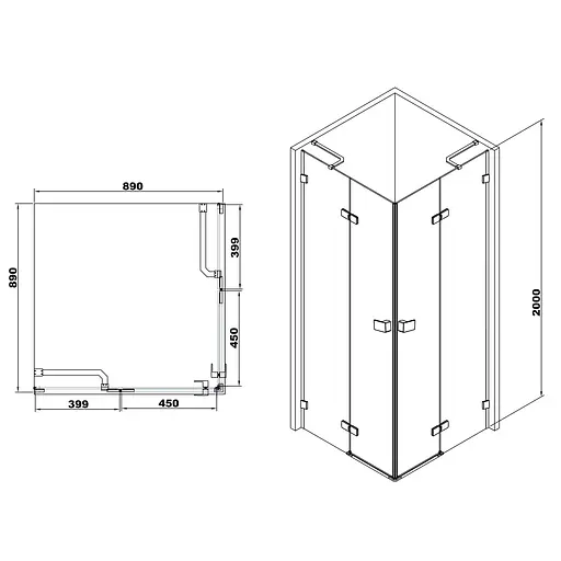 Душевая кабина Volle De la Noche 90x90 без поддона 10-40-194black, прозрачный, черный - фото 7