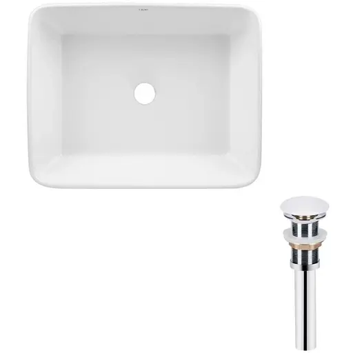 Комплект Qtap Tern: Раковина накладная прямоугольная 480х370х135 мм White + Донный клапан PU02 (QT17112074WN47301) - фото 1