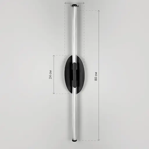 Видовжене світлодіодне бра Line F з рельєфним розсіювачем 80 см чорне Арт. WB38/800 BK - фото 5