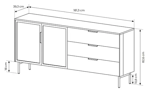 Комод з підсвіткою Perfect Home Лумі / Lumi 2D3S/181 2-дверний з 3 шухлядами Дуб дунін (PFH-091385) - фото 3