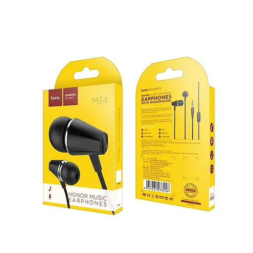 Навушники HOCO M34 honor music universal earphones with microphone Black - фото 5