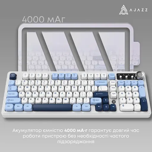 Клавіатура ігрова бездротова Ajazz AF-BGY-98 Plus White-Blue 2.4G/Bluetooth/USB - фото 9