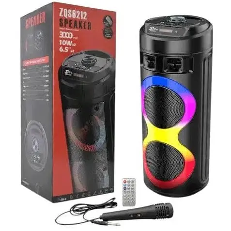 Переносна колонка караоке ZQS-6220 Bluetooth акустична система з мікрофоном та підсвічуванням 20 Вт USB Чорний - фото 1