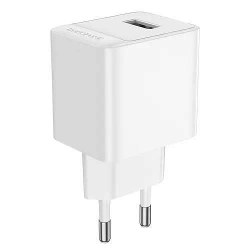 Мережевий зарядний пристрій Borofone BAS11A Erudite single port 1USB/2.1A білий - фото 4