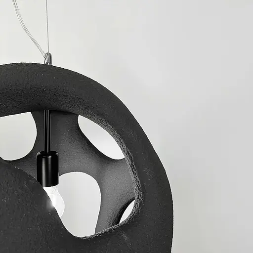 Гіпсовий світильник у чорному кольрі Ø 50 см | Арт. MJ34-450*500 BK | Line F - фото 8