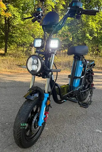 Электровелосипед Minako Monster NEW (1000W, 60V, 26Ah) Гидравлический тормоз +Раскладной Багажник/сиденья Черно-Синий - фото 3